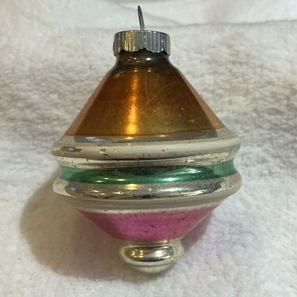 1 Vintage Shiny Brite UFO Christmas Ornament Blown Glass Mid Century MCM 3" - Picture 2 of 9